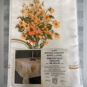 Vintage 70s Tablecloth 76% Rayon 24% Polyester